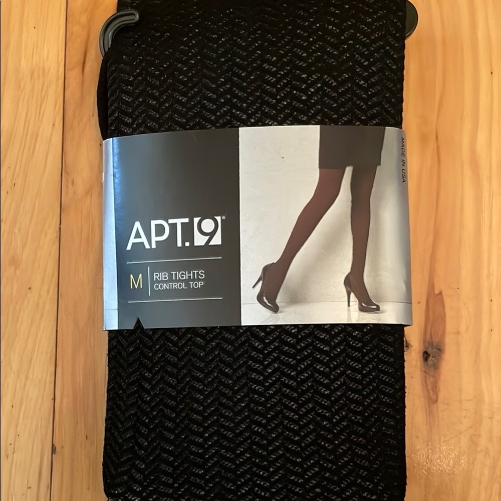 APT.9 Black Rib Tights (Buy 2 get 2 pair free )